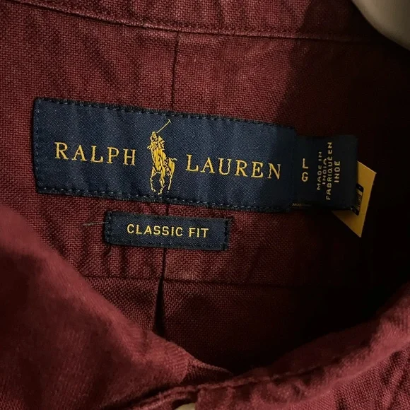 Ralph Lauren Large Classic Fit Oxford button down. Maroon / Red. - Picture 2 of 2
